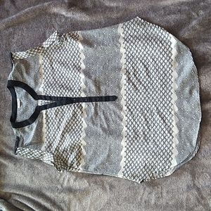 Antilia Femme popover sleeveless semi sheer roll tab top